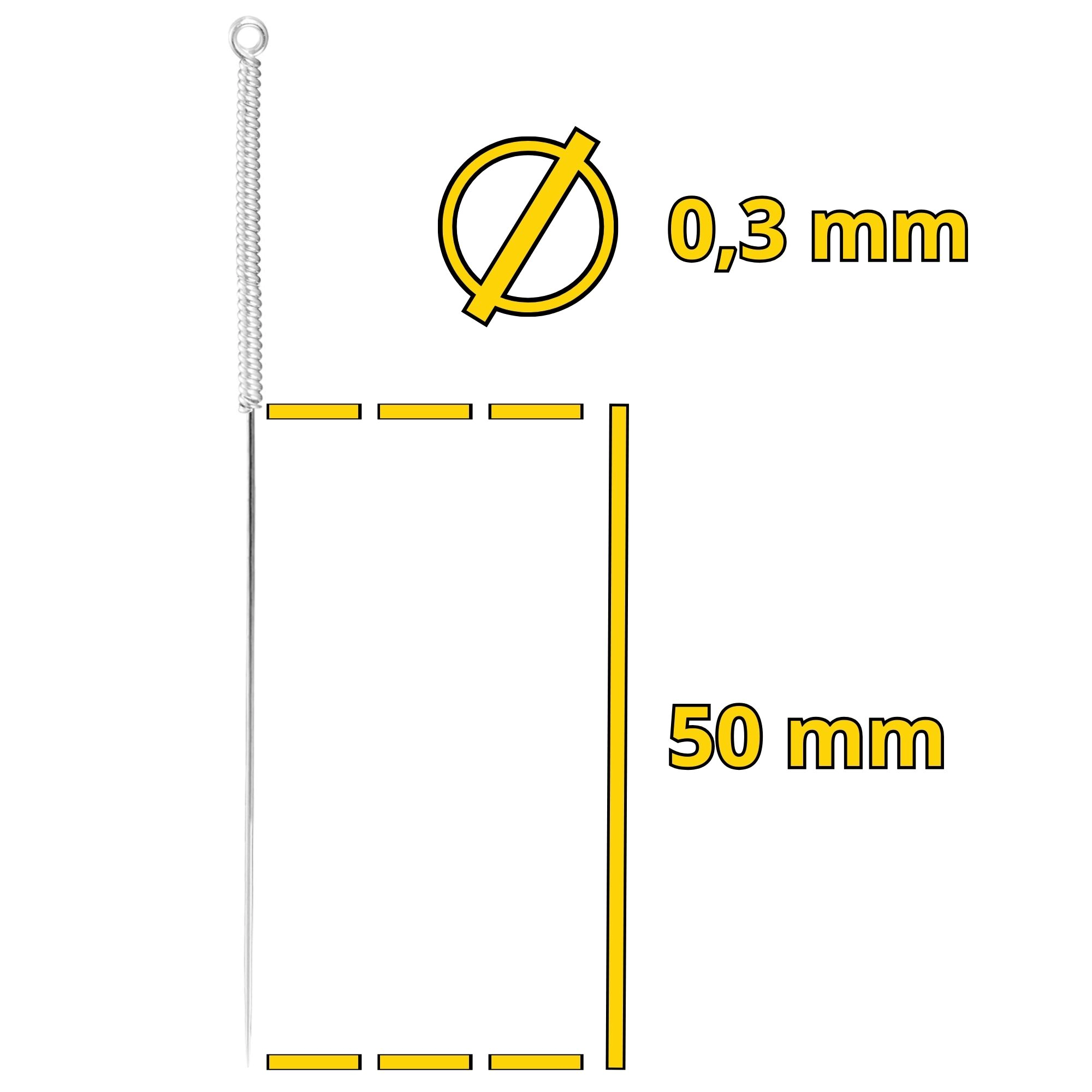 Jehly na akupunkturu s vodičem 100 kusů 0,3 x 50 mm