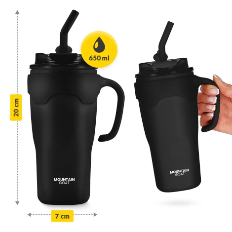 Termohrnek s brčkem 650 ml černý