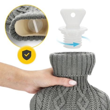 Gumový termofor v obalu 2 L tmavě šedý