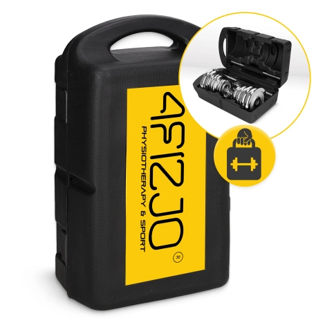 Ocelové činky v kufru – sada 20 kg