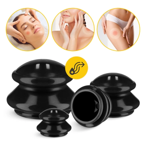 Gumové masážní baňky 4 ks. černé
