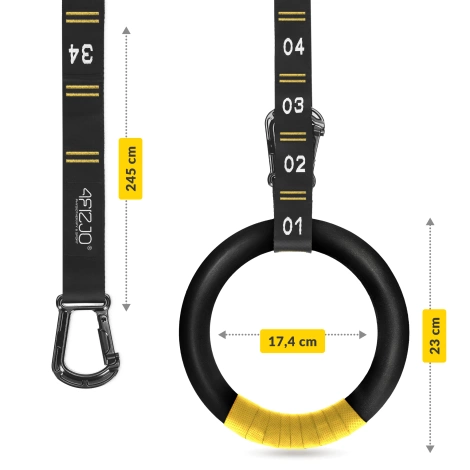 Gymnastické kruhy ABS černo-žluté