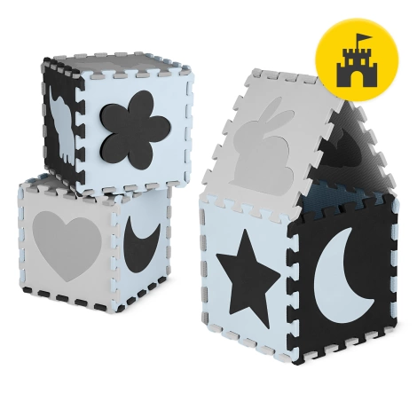 Sada pěnových puzzlí "Zvířata" 150x150 cm šedé-světle šedé