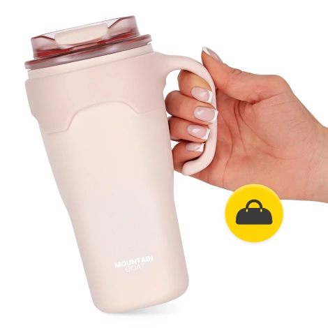 Termohrnek s uchem a brčkem 650 ml růžový