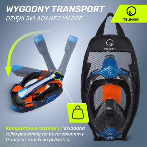 Celoobličejová šnorchlovací maska TSUNAMI PRO S/M