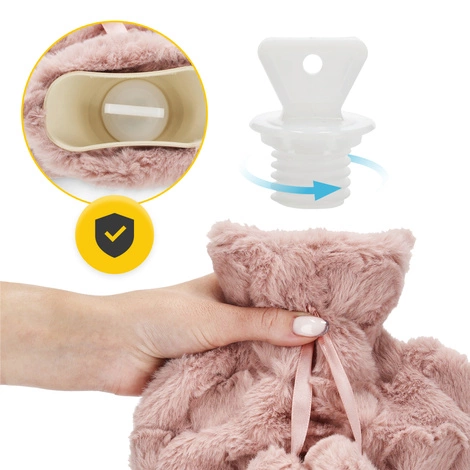 Gumový termofor v plyšovém obalu 2 L růžový