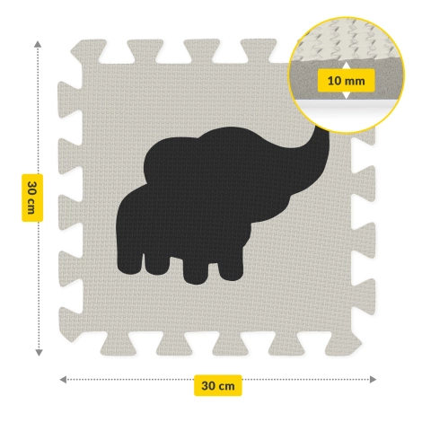 Sada pěnových puzzlí 'Zvířata' 150x150 šedé