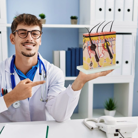 Anatomický model lidské kůže v řezu