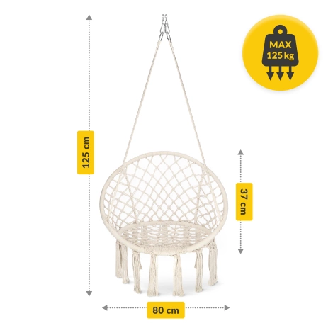 Závěsné křeslo BOHO s polštářem béžové
