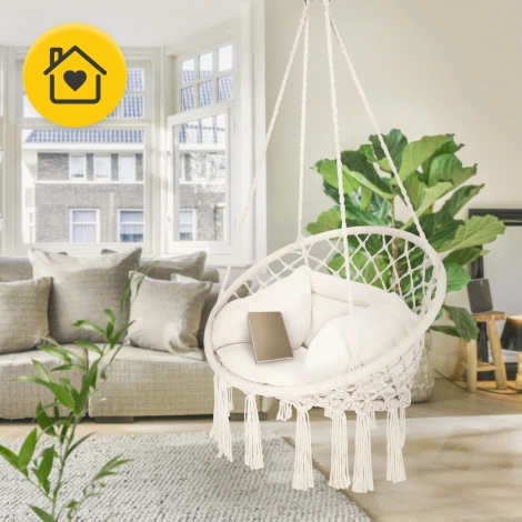 Závěsné křeslo BOHO s polštářem béžové