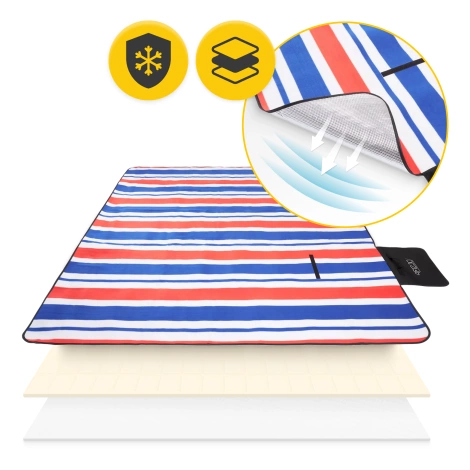 Pikniková deka s izolační vrstvou 200 x 200 cm pruhovaný