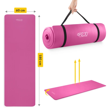 Podložka na cvičení YOGA MAT NBR 1 cm 180 × 60 × 1 cm růžová