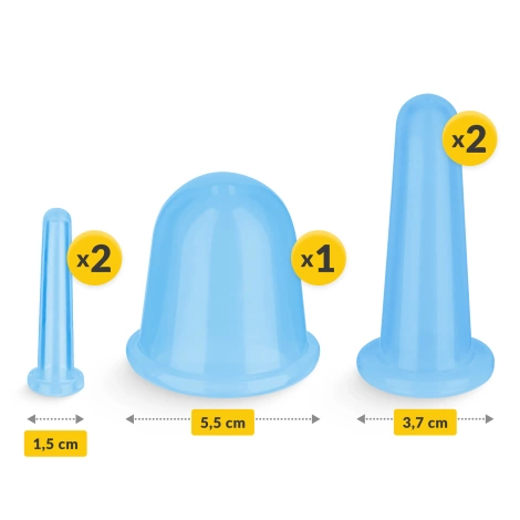 Silikonové masážní baňky FACE+ 5 ks. modré