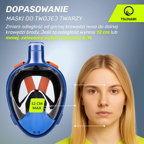 Celoobličejová šnorchlovací maska TSUNAMI S/M