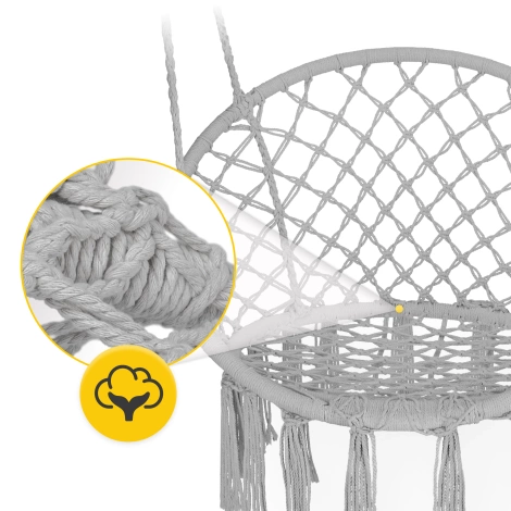 Závěsné křeslo BOHO s polštářem šedé