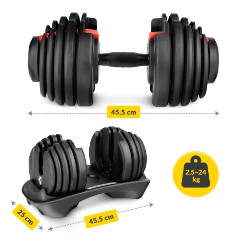 Nastavitelná jednoruční činka Premium 24 kg
