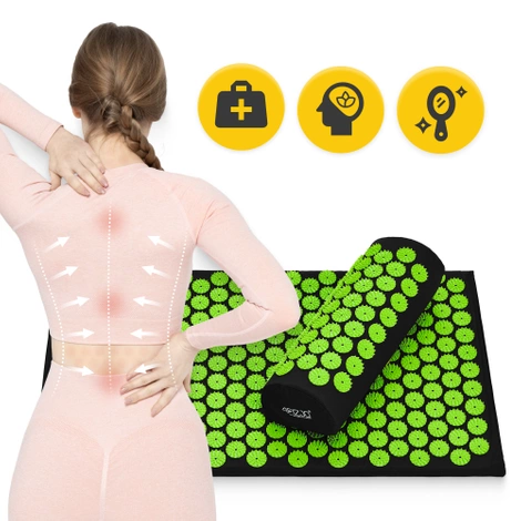 Akupresurní podložka s polštářem zelená