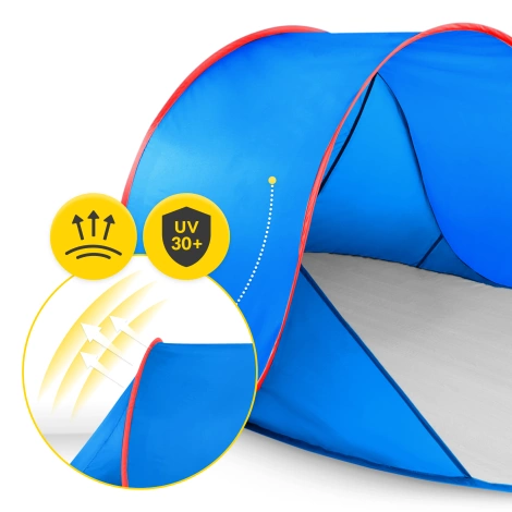 Samorozkládací plážový stan modro-červený