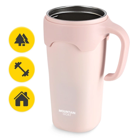 Termohrnek s uchem a brčkem 650 ml růžový