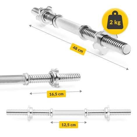 Krátké osy na činky s uzávěry 48 cm (2 ks)
