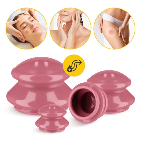 Gumové masážní baňky 4 ks. růžové