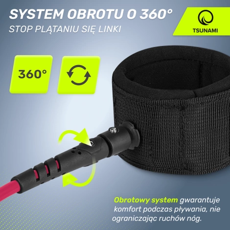 Leash na paddleboard SUP TSUNAMI růžový