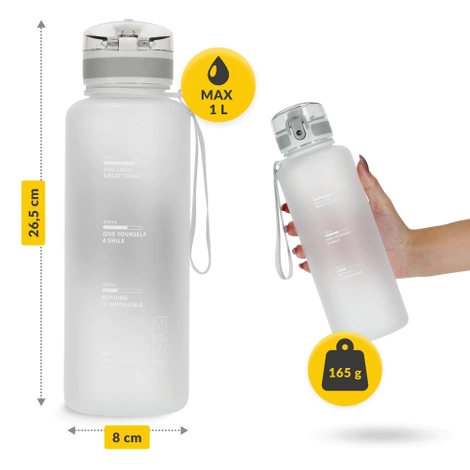 Sportovní láhev na vodu 1L šedá