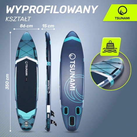 Nafukovací paddleboard SUP TSUNAMI 350cm T12 tmavě modrý