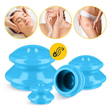 Gumové masážní baňky 4 ks. modré