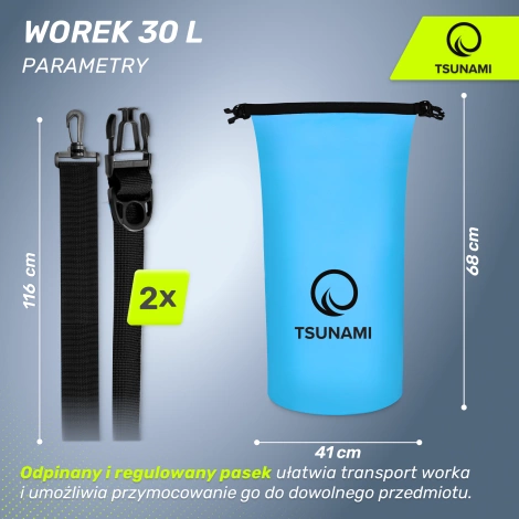 Nepromokavý vak 30 l TSUNAMI modrý