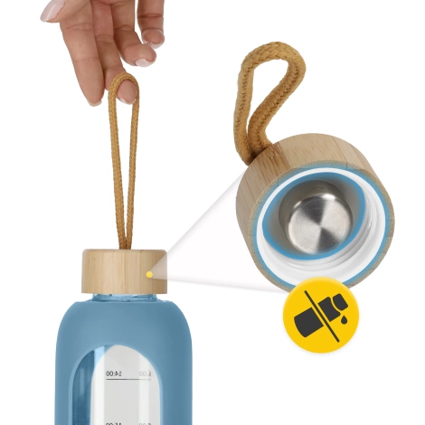 Skleněná láhev na vodu 1 L modrá