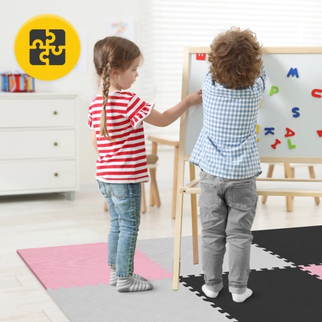 Sada 9 podložek na cvičení puzzle - "Pastelově růžová"