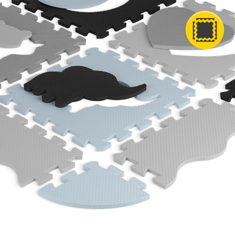 Sada pěnových puzzlí "Zvířata" 150x150 cm šedé-světle šedé