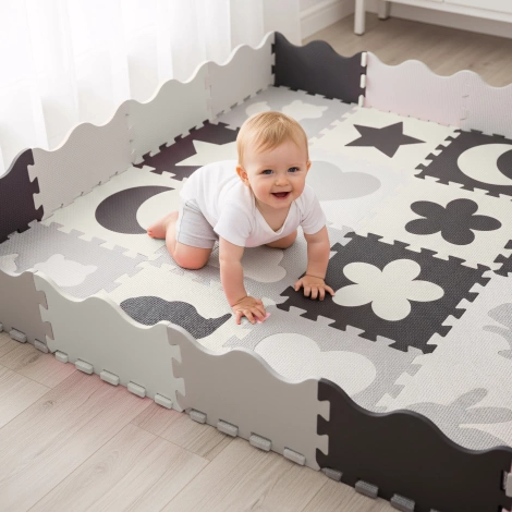 Sada pěnových puzzlí 'Zvířata' 150x150 šedé