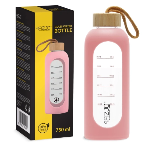 Skleněná láhev na vodu 750 ml růžová