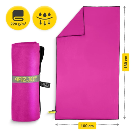 Rychleschnoucí ručník z mikrovlákna 180 x 100 cm růžový