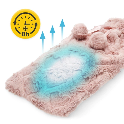 Gumový termofor v plyšovém obalu 2 L růžový