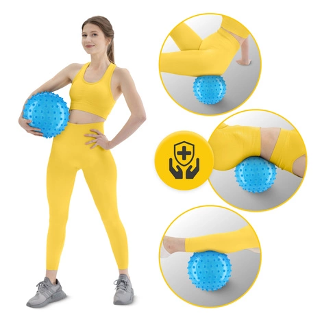 Rehabilitační míček s bodlinkami 20 cm modrý