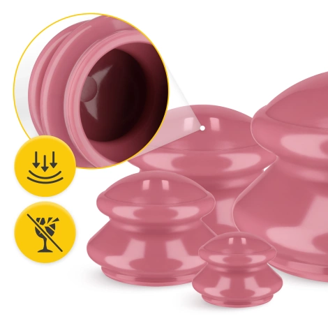 Gumové masážní baňky 4 ks. růžové