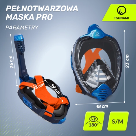 Celoobličejová šnorchlovací maska TSUNAMI PRO S/M