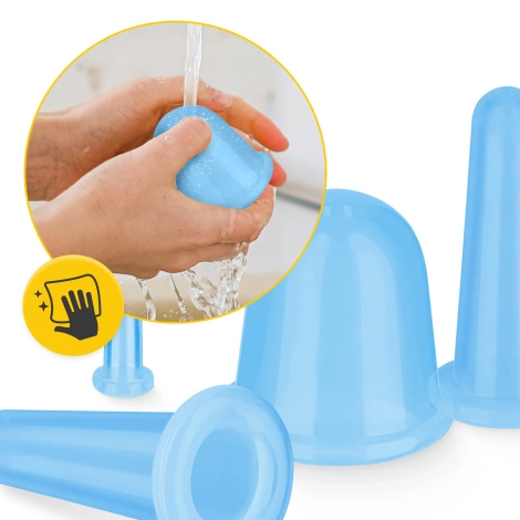 Silikonové masážní baňky FACE+ 5 ks. modré