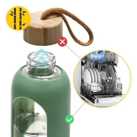 Skleněná láhev na vodu 1 L zelená