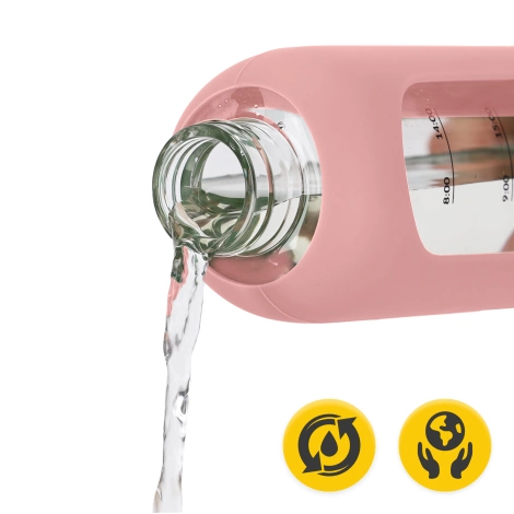 Skleněná láhev na vodu 750 ml růžová
