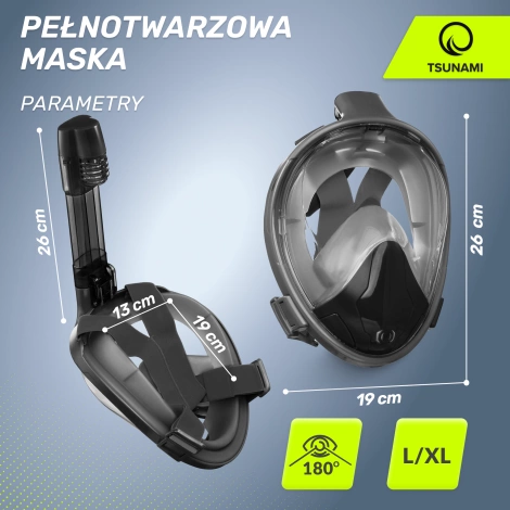 Celoobličejová šnorchlovací maska TSUNAMI L/XL