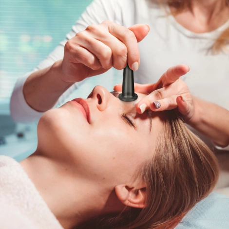 Silikonové masážní baňky FACE+ 5 ks. černé