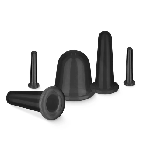 Silikonové masážní baňky FACE+ 5 ks. černé