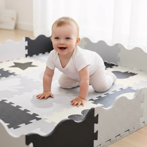 Sada pěnových puzzlí 'Zvířata' 150x150 šedé