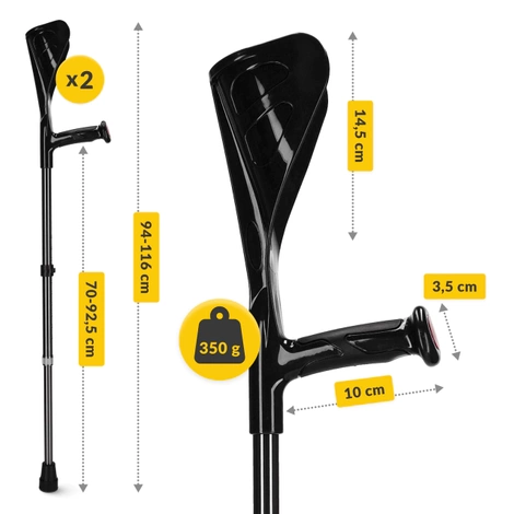 Ortopedické berle PRO černé