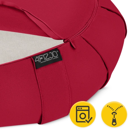 Meditační polštář Zafu ve tvaru půlměsíce červený