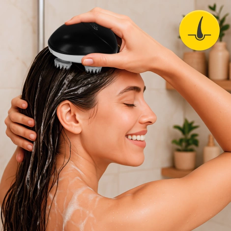 Elektrický masážní přístroj na pokožku hlavy černý